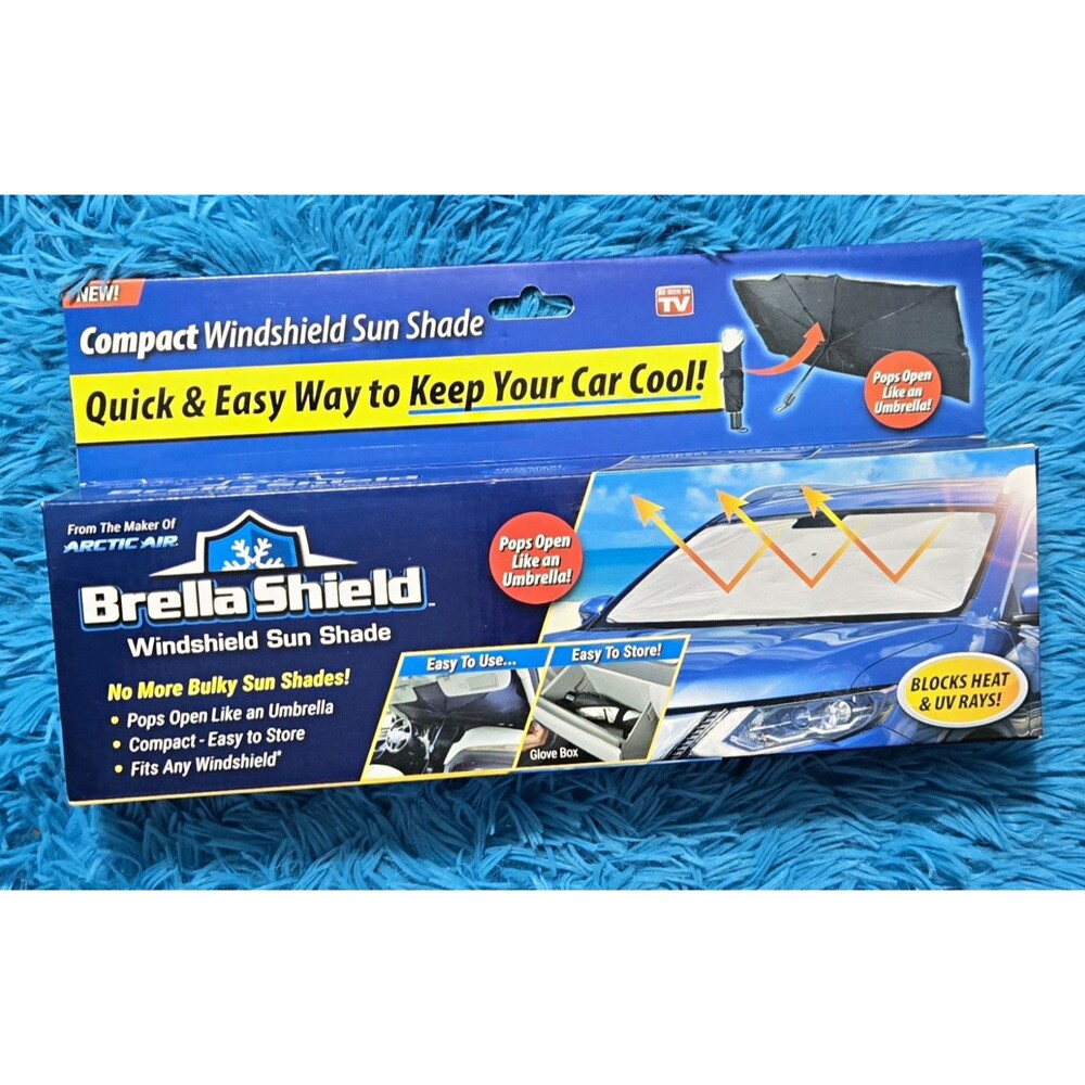 Bella Shield Windshield Sun Shade Compact Easy Use/Storage Umbrella Like Pop Out